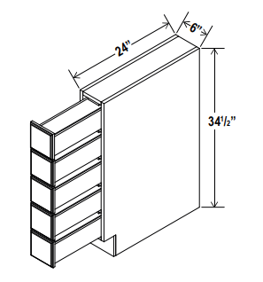 Base Cabinet - Spice Drawer-5DRW - Espresso - Shaker