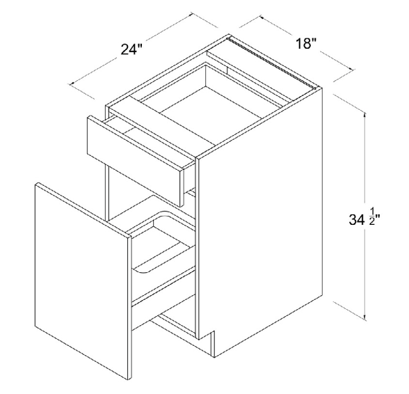 Base Cabinet - Waste Basket - White - Gloss Frameless