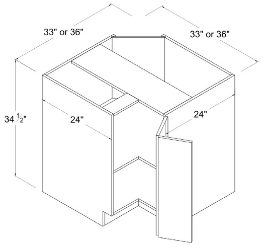 Base Cabinet - Easy Reach 1 Door - White - Gloss Frameless