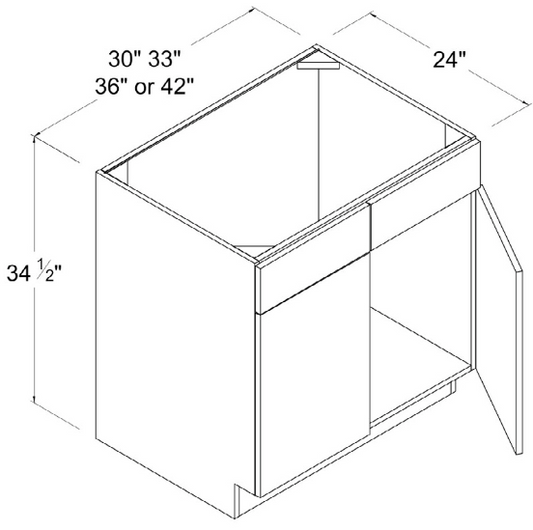 Base Cabinet - Sink 1 False Drawer - White - Gloss Frameless
