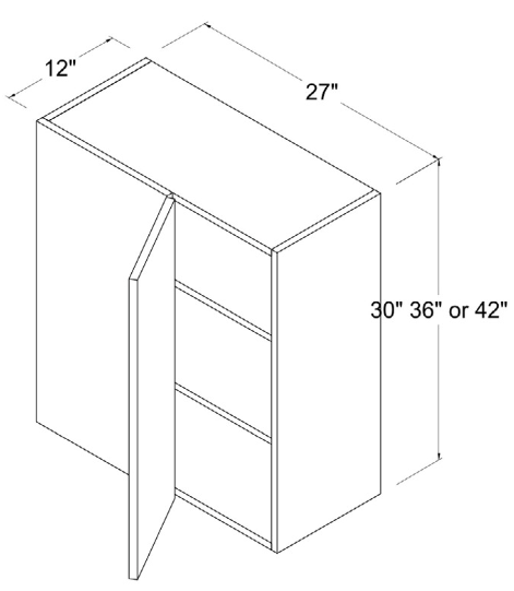 Wall Cabinet - 1 Door 2 Shelves Blind Corner - White - Gloss Frameless