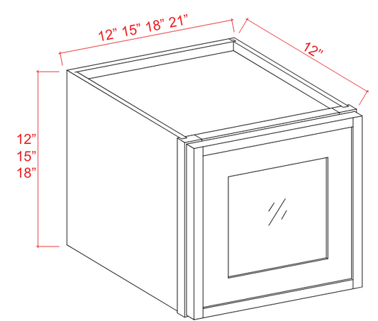 Wall Cabinet - Glass Door 1D - White Oak - Slim Shaker