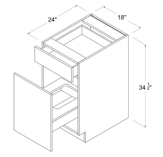 Base Cabinet - Waste Basket - Grey - Gloss Frameless