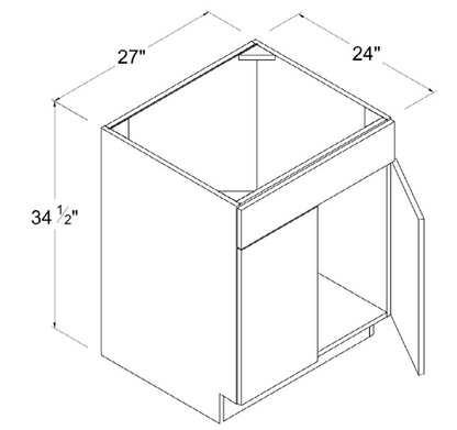 Base Cabinet - Sink 1 False Drawer - White - Gloss Frameless
