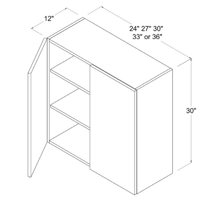 Wall Cabinet - 2 Door 2 Shelves - White - Gloss Frameless