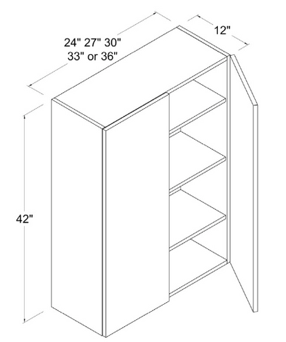 Wall Cabinet - 2 Door 2 Shelves - White - Gloss Frameless