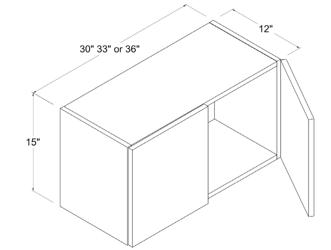 Wall Cabinet - 1 Door 2 Shelves - White - Gloss Frameless