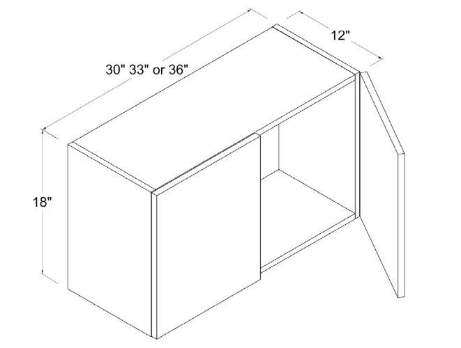 Wall Cabinet - 1 Door 2 Shelves - White - Gloss Frameless