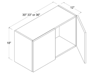 Wall Cabinet - 1 Door 2 Shelves - White - Gloss Frameless