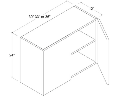 Wall Cabinet - 2 Door 2 Shelves - White - Gloss Frameless