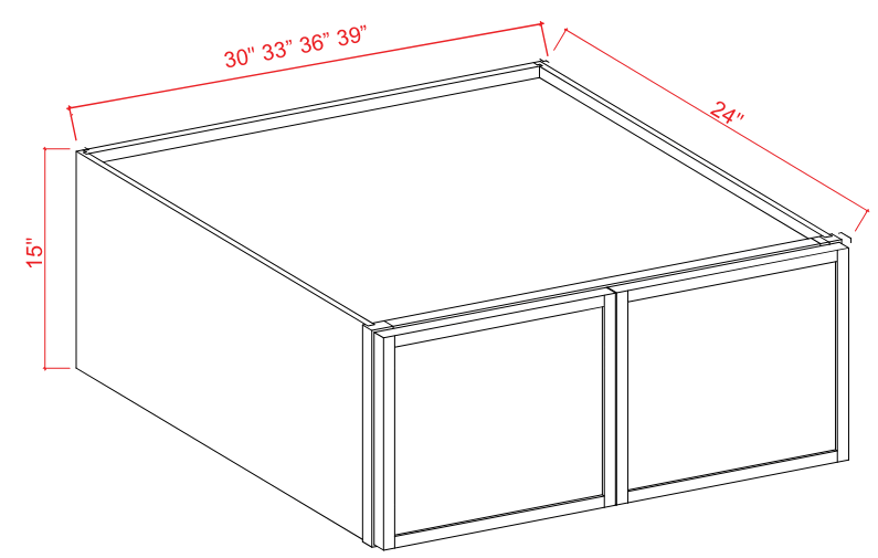 Wall Cabinet - Refrigerator 2D - White Oak - Slim Shaker